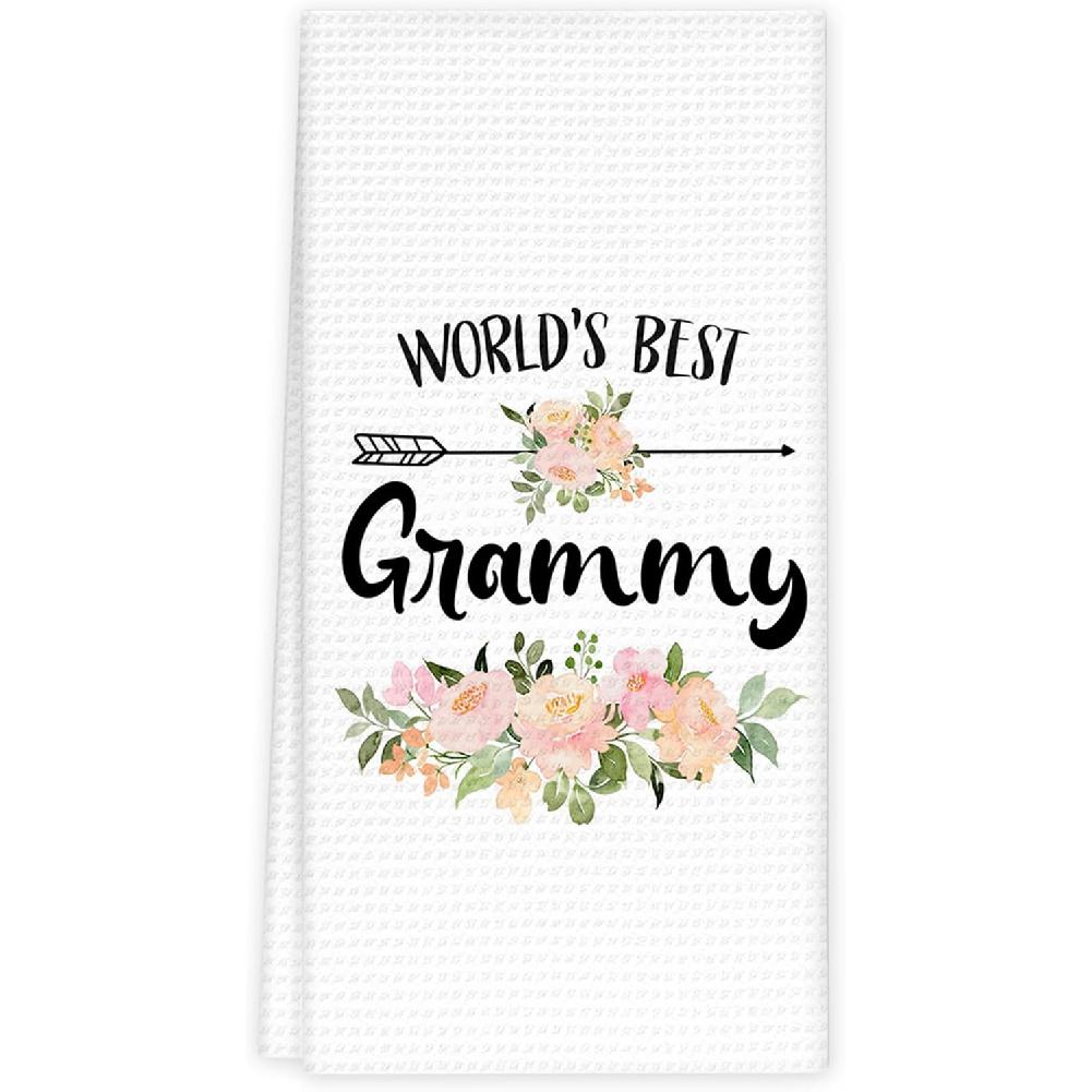 World s Best Grammy Kitchen Towels, for Grammy Grandma Dish Towel for Kitchen, Best Grandma Gifts Tea Towels, Grandmother Gift Hand Towel for Grammy