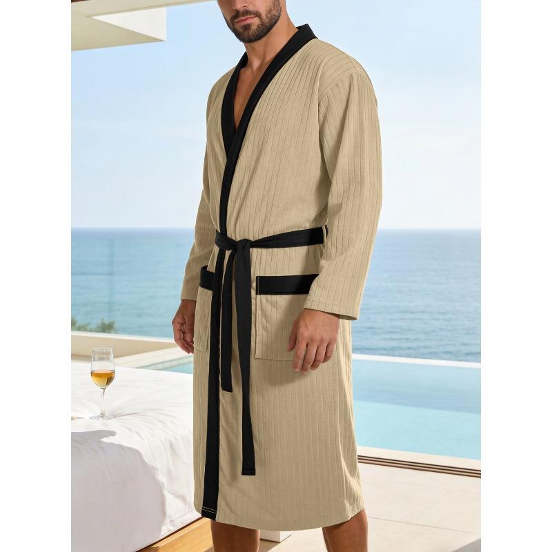 Waffle jacquard bathrobe sauna suit thin nightgown long couple loungewear hotel casual bathrobe