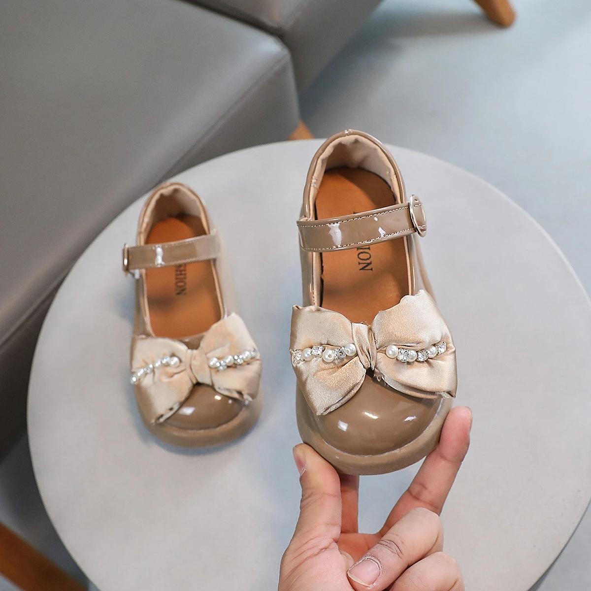 

Детские кожаные туфли весна осень элегантные туфли для девочек повседневные туфли принцессы Мэри Джейн с бантом модные глянцевые детские туфли для вечеринки 23 хаки