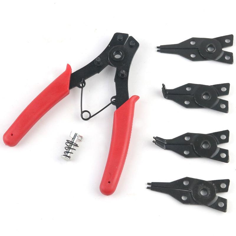 4-In-1 Circlip Pliers Set Snap Ring Pliers Multi Crimp Removable Plier Head Retaining Circlip Pliers Hand Tools Multifunctional