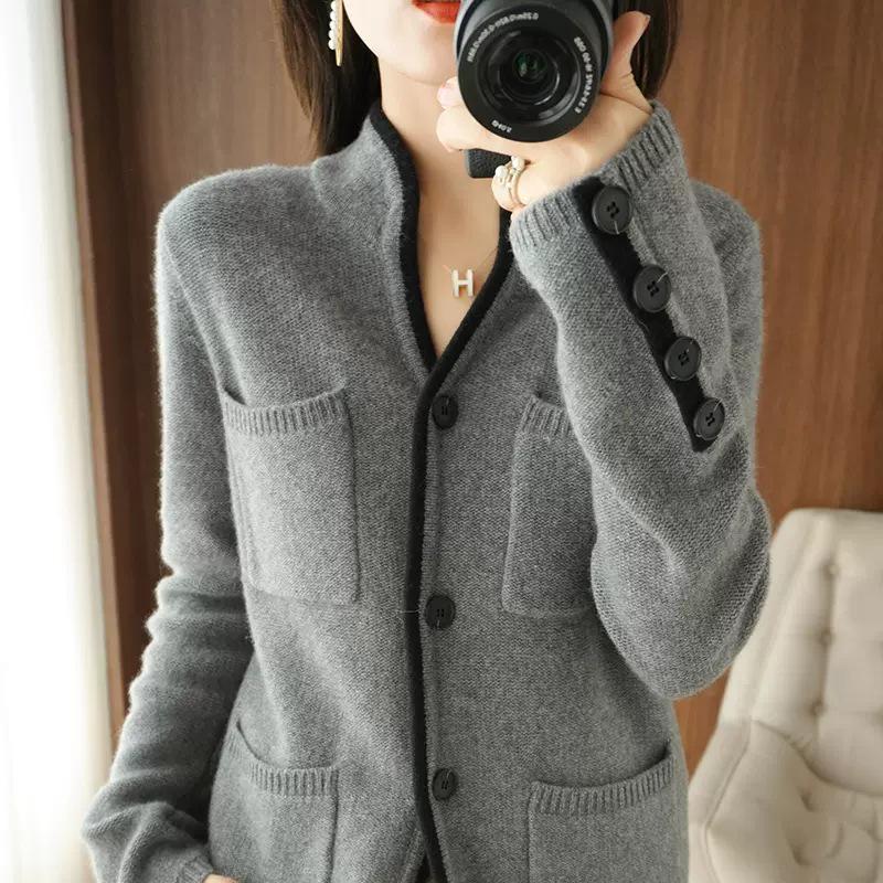 High-End Wool Cashmere Cardigan: Elegant Plus-Size Knitwear for Autumn/Winter