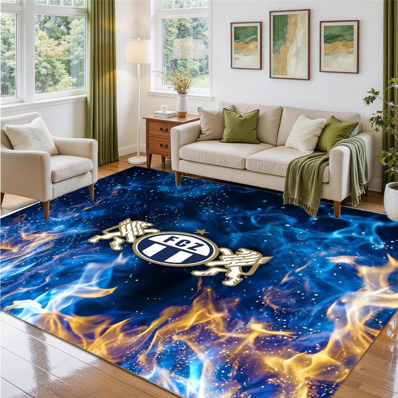 FC Zürich Design Crystal Velvet Rug Soft Decorative Mat for Bedroom Entrance