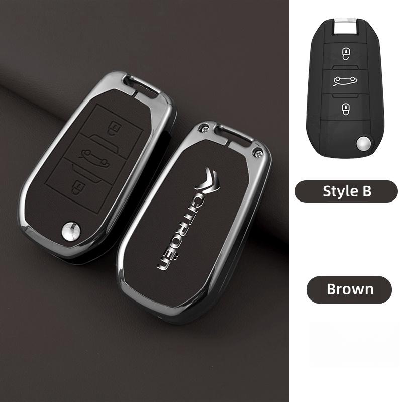 YKFEA1 Zinc Alloy Leather Car Key Case Cover For Citroen C1 C2 C3 C4 C5 C6 C4L Berlingo Picasso Jumpy Nemo Aircross Sega C5 X VTS C3 XR