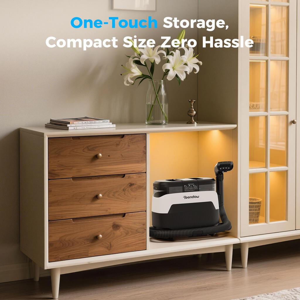 Teendow C6 MAX 3-In-1 Carpet Cleaner, 1650W Motor, 12000Pa Suction, 1250ML Water Tank, 950ML Sewage Tank, Pet-Friendly for Carpet Cleaning