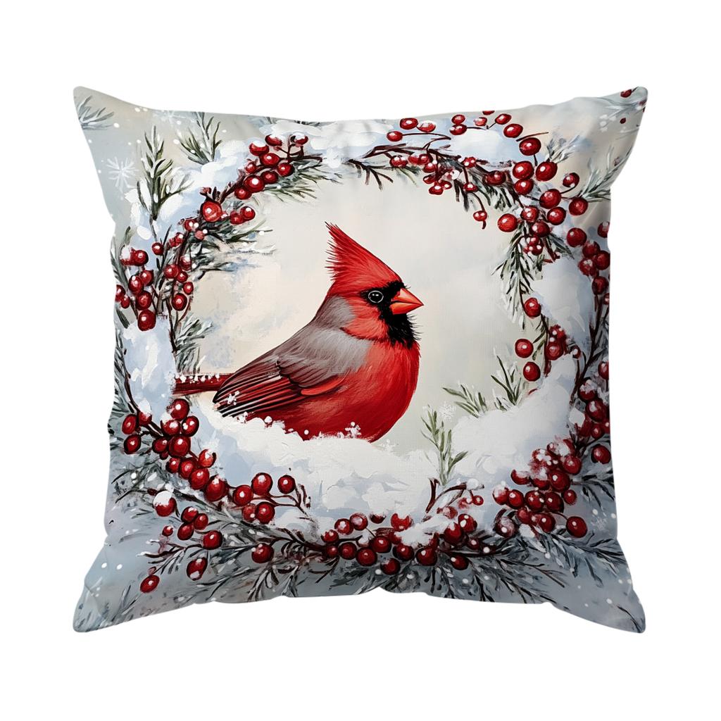 Winter Christmas Cardinals Pillowcase Printed Polyester 45x45cm Throw Pillowcover Decorative Sofa Cushion Pillowslip Home Decor