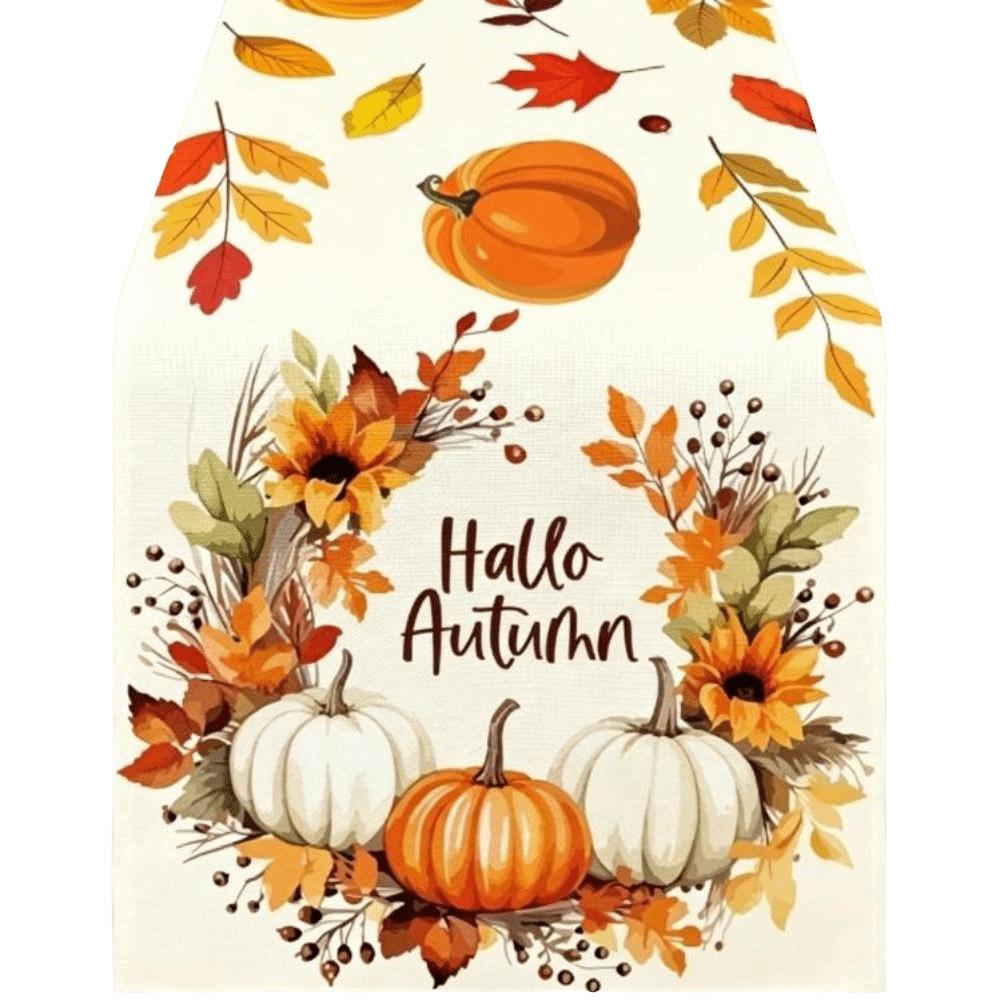 Maple Leaf Pumpkin Table Runner Flower Halloween Tablecloth Autumn Wedding