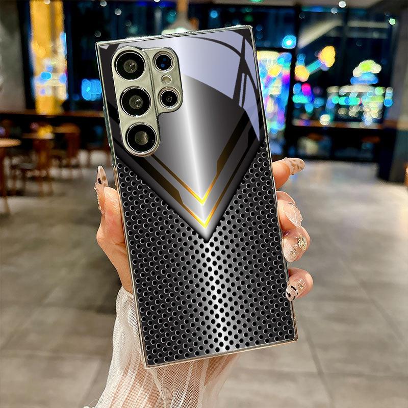 V-shaped Honeycomb Silver Phone Case For Samsung A30s A31 A32 A34 A36 A37 A50 A51 A52 A53 A54 A55 A56 A57 A71 72 73 Glass Cover
