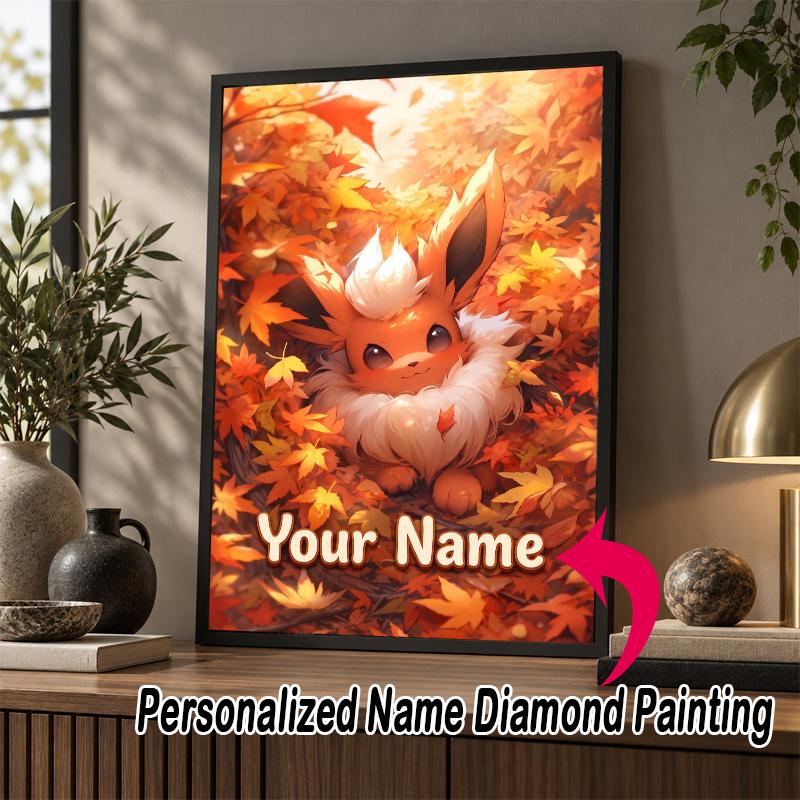 Personalized Eevee Diamond Art Custom Name 5D Diamond Painting Full Drill DIY Craft