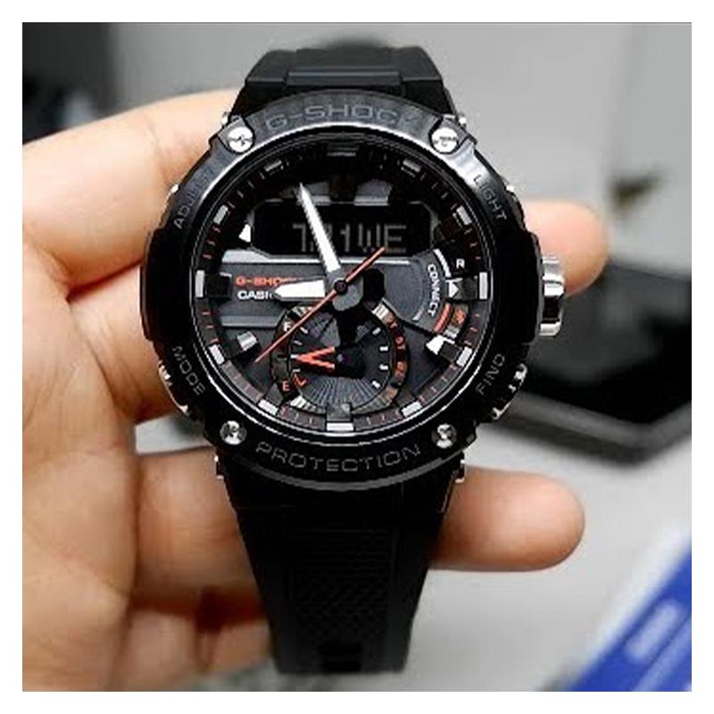 Casio G-STEEL Series-Disc Dual Display Sports Watch Fashionable and Simple Solar Quartz Movement Resin Strap Japanese and Korean Watch GST-B200B-1AER