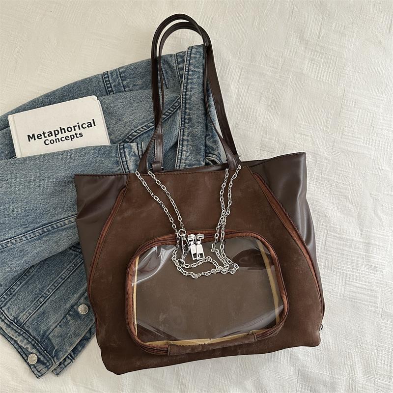 2025 Spring Large Capacity Multi-functional Versatile Simple Niche Ins Shoulder Crossbody Double Backpack New Tote Bag