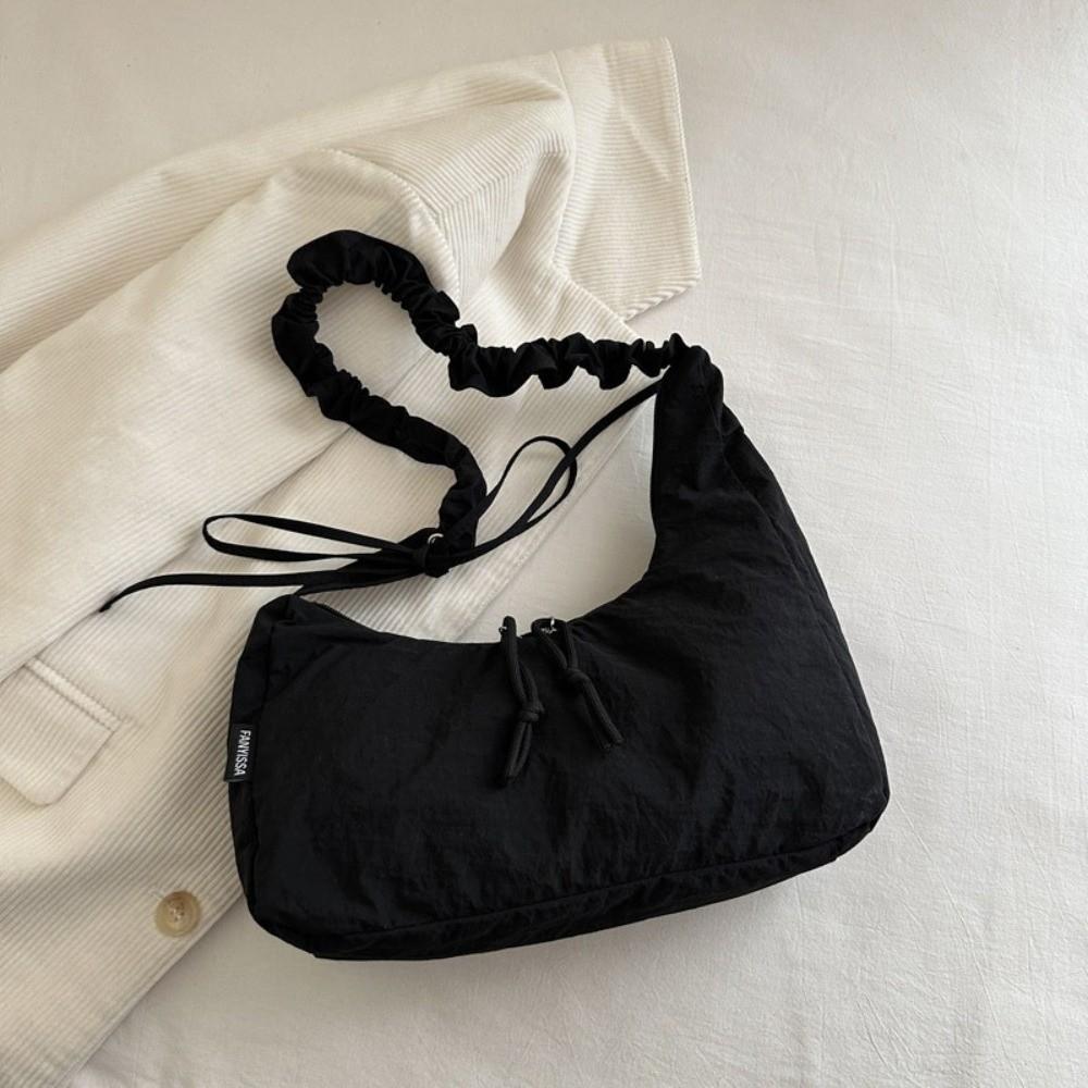 Versatile Drawstring Bag Lightweight Women's Shoulder Bag Fashion Pleated Dumpling Bag  Ladies