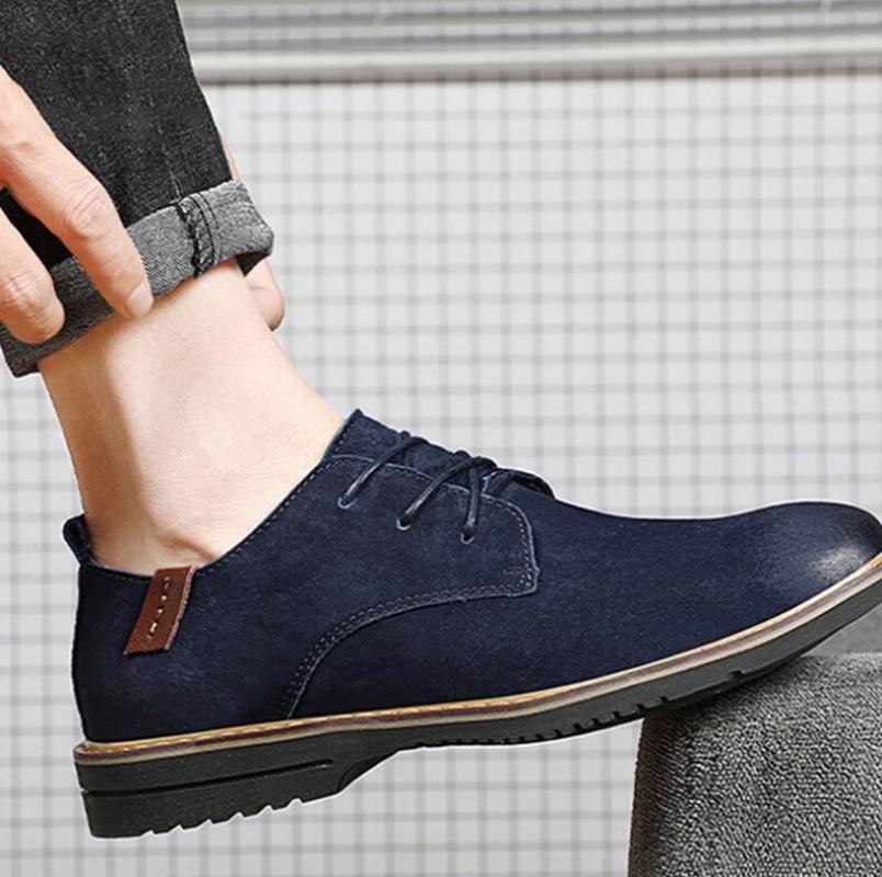 Модные новые мужские туфли из замши ручной работы — фото 5