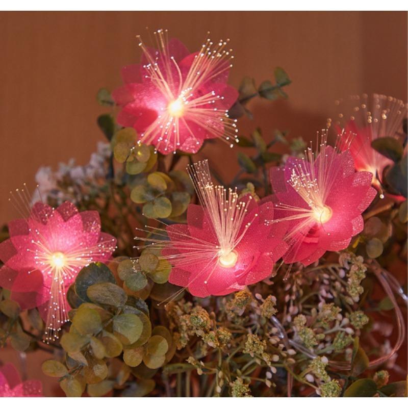 1000mah LED světlo z optických vláken Fairy Light Bateriový girlanda Vánoční dekorace Party Novoroční dekorace Umělé květiny