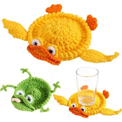 Kreativer Häkel-Untersetzer Lustige Frösche und Enten Niedlich Isolierend Kaffee-Tee-Untersetzer Schreibtisch-Geschenke Florale Dekoration Büros Häuser