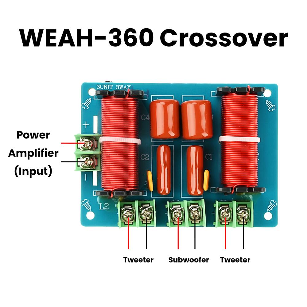 250W 2 High 1 Low 3-Way Crossover HiFi Audiophile Grade Home Speaker Crossover Solderless WEAH-360 for Speaker Modification