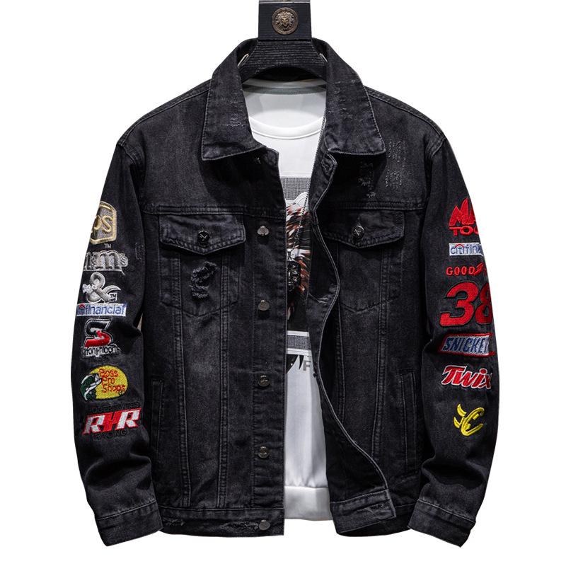 Men's Trendy Ripped Denim Jacket: European & American Street Style, Loose Fit for Teens, Ideal for Spring & Autumn