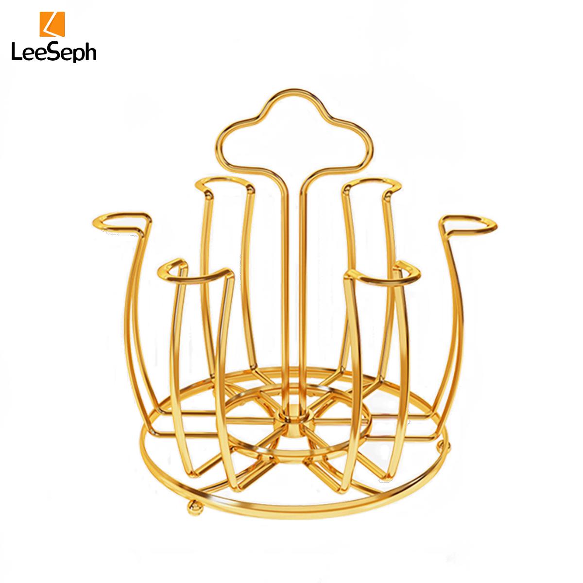 

Вращающаяся сушилка для чашек с 6 крючками, держатель для бутылок, вращающийся органайзер для стеклянных чашек для кухни, офиса, ресторана 1-tier