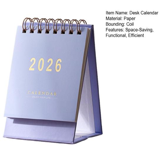 2026 Desktop Calendar Minimalist Calendar with 18-Month Planner Metal Coil & Memo Pad English Handmade Desktop Decoration for Office Home School Use
