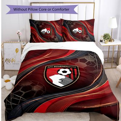 Bournemouth Voetbal Beddengoed Set, 3 Delen, Comfortabel Huidvriendelijk Slaapkamer Dekbedovertrek Set