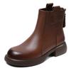 Autumn and Winter New British Martin Boots Women's Retro Leather Soft-soled Zipper Boots Chelsea Skinny Short Boots