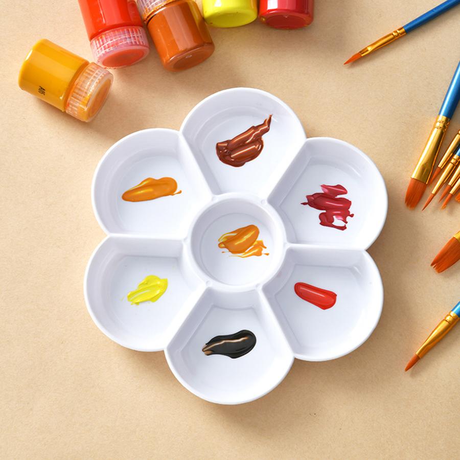 Multi-Shape Artist Palette Durable Plastic Paint Mixing Trays for Acrylic Watercolor Oil Painting Assorted Sizes Easy-Clean JXB