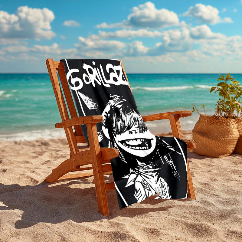 1Pc Gorillaz Artistic Fusion Beach Towel, Quick Dry, Multi-Use for Beach Pool Gym Yoga Home Travel, Christmas, Halloween, Xmas Gift S929378