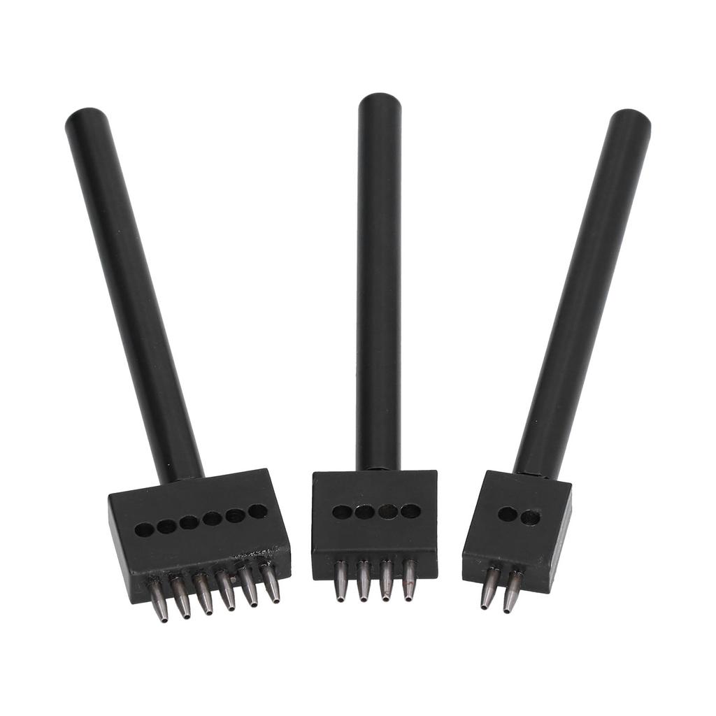 3Pcs Leather Perforated Tool Black Tooth Durable Quick Easy DIY Leather Craft Tool Kits4mm