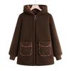 Middle-aged Women's Faux Lamb Wool Lined Hooded Winter Jacket