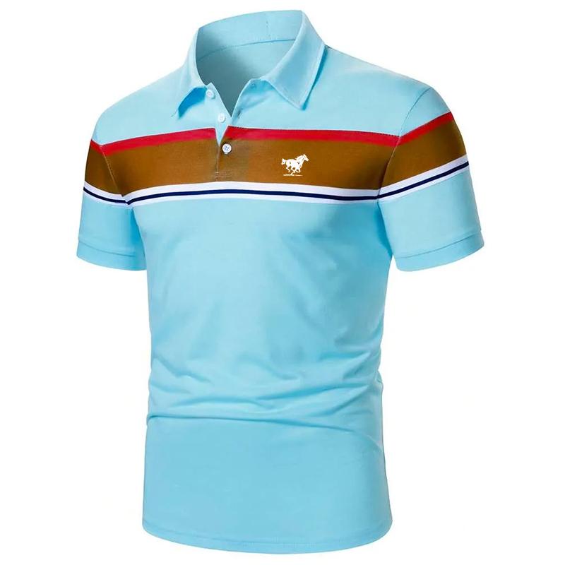 Haine de vară pentru bărbați Mânecă scurtă cu dungi Polo pentru bărbați Casual Elasticitate Polo pentru golf Topuri