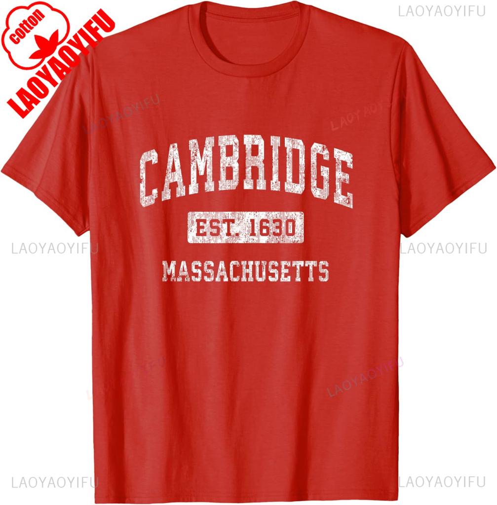 T-shirt Sportiva Vintage Cambridge Massachusetts Unisex Streetwear Casual Est Abbigliamento Atletico