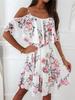 Kleid Frau Sommer Druck Blumen Strap Mode Off Schulter Strand Urlaub Sommerkleid Süße A-Linie