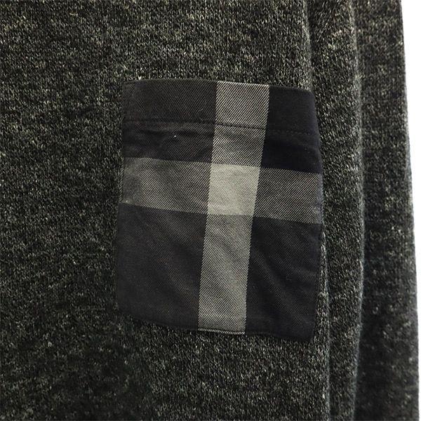 BLACK LABEL CRESTBRIDGE check Long sleeve knit M gray crew neck sweater Men's Used