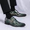 Men's Versatile Snake Print Pointed Toe Leather Shoes for Formal and Casual Wear
