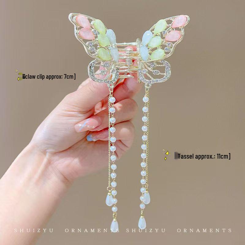 Elegant Metal Butterfly Hair Clip: High-End Tassel Claw for Women's Half-Up Ponytail
