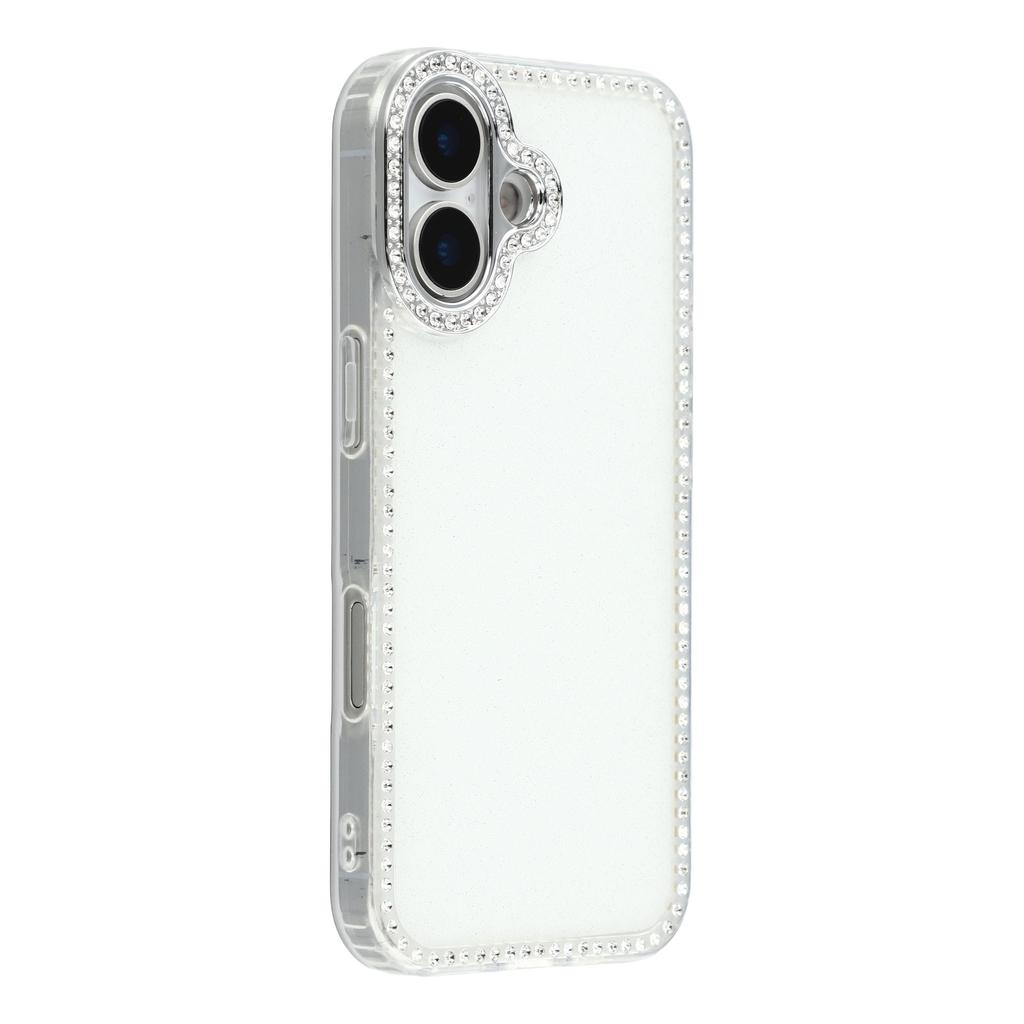 For iPhone 17 Case Rhinestone Edge Glitter Back TPU+PC IMD Phone Cover