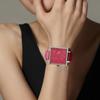 Casio SHEEN Flower Theme Camellia Series Classic Square Business Quartz Movement Leather Strap Japanese and Korean Watch SHE-C141CGL-4AUPFH-person