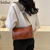 Vintage skulderveske For kvinner Mote Bred stropp Crossbody Bag Retro Pute Messenger Håndveske Dame Tote