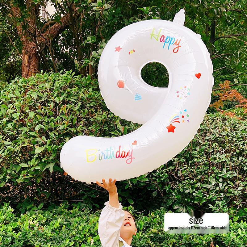 White Number Balloons for Kids' First Birthday Party Decorations