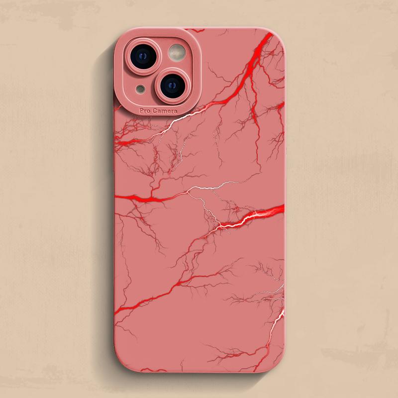 Cool Red Lightning Printed Phone Case For iPhone 16 16E 15 14 13 12 11 Pro Max 7 8 Plus X XR XS Matte Shockproof Silicone Cover