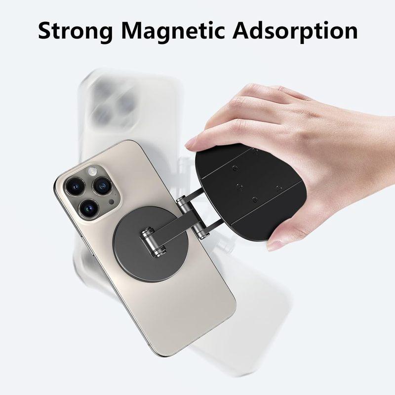 360 Rotation Aluminium Alloy Foldable Magnetic Desktop Phone Stand Desk Lazy Holder For Magsafe iPhone 17 16 15 14 13 12 Pro Max