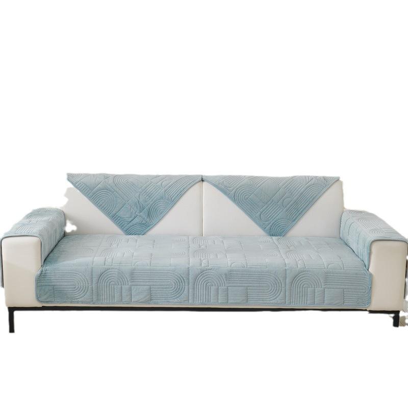Plush Solid Color Sofa Cushion Four Seasons Universal High-grade Non-slip Leather Sofa Cover Cloth Cover