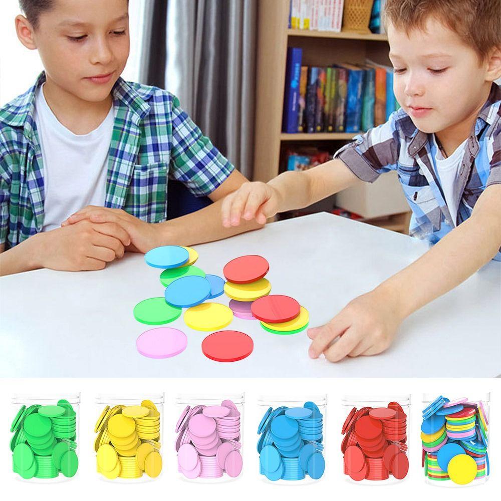 100 Stück Plastik Zählchips Farbe Rund Addition Subtraktion Rechenwerkzeug Brettspiel Marken Bingo Marker