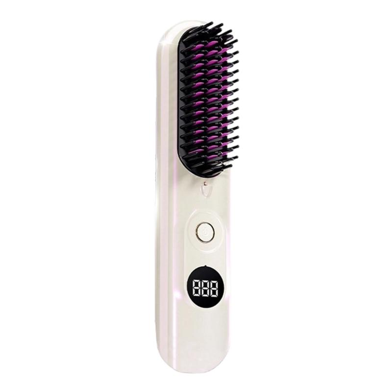 Cordless Hair Straightener USB Rechargeable Straightening Brush 4 Temp Settings Rechargeable Straight Hair Comb