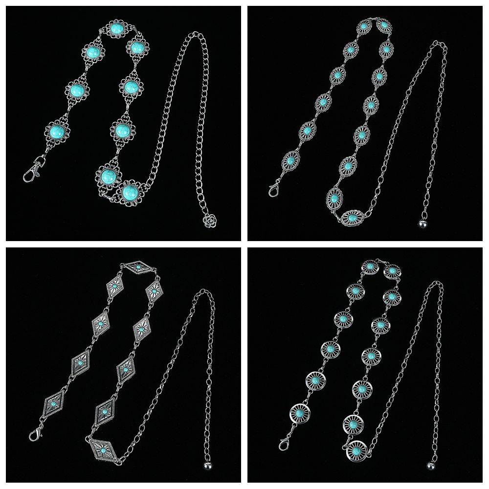 Minority Design Western Country Waist Chain Metal Women's Body Jewelry Turquoise Waist Chain  Girls