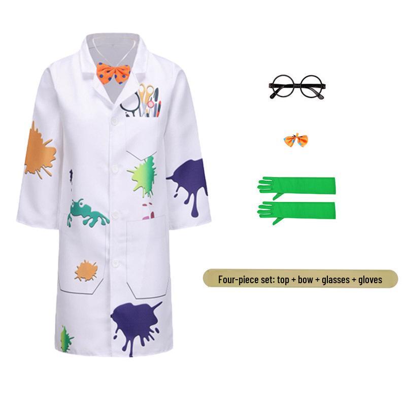 

Костюм Безумного ученого на Хэллоуин для детей - Белый лабораторный халат для косплея и сценических выступлений Child L (135-150CM)