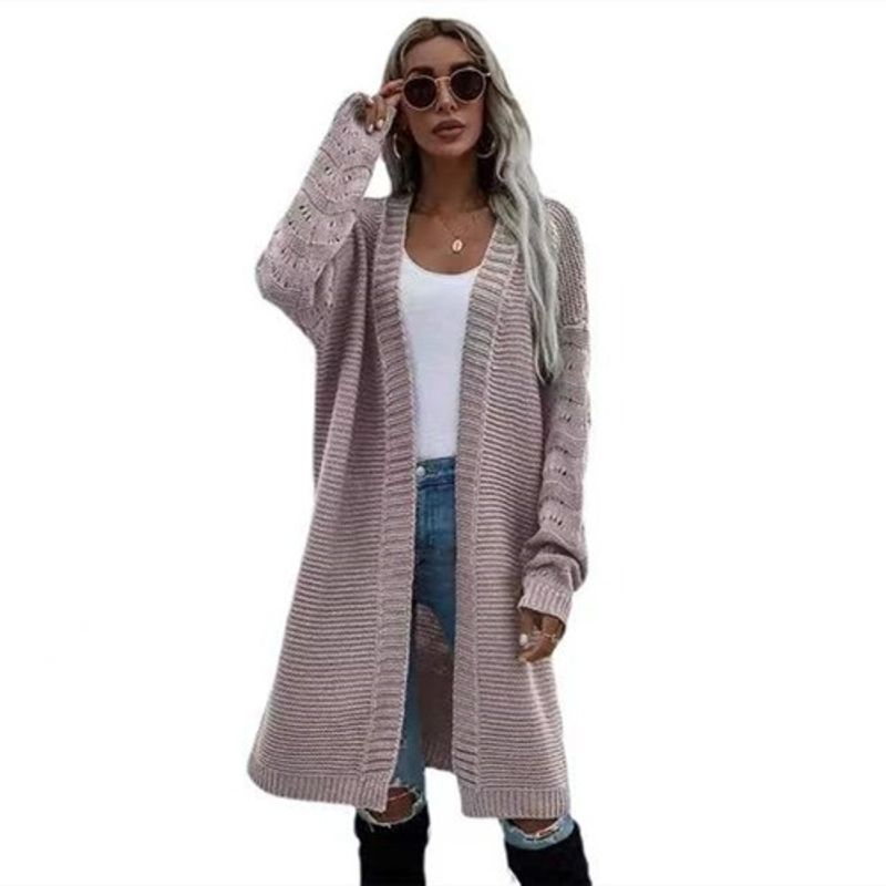 Fashion Fall and Winter New Arrival Solid Color Fashion Elegant Knitting Knitwear Sleeve Open Cardigan Sweater Outwear Female Sweater