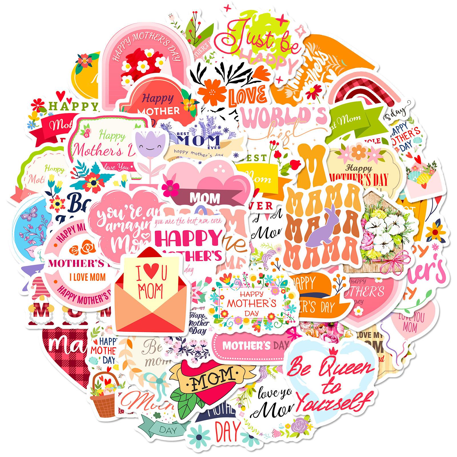 

Flowers Happy Mother S Day Stickers Independent Station Bouquet Flower Wrapping Decoration Holiday Gifts Gift Stickers