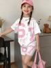 Summer Italian Brainrot 67 Six Seven Cartoon Print Sports Children's Set Short Sleeved Shorts 2PCS Set Girls Casual T-Shirt Set