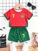 Printed Casual Short Sleeve Top & Shorts Set for Boys, Summer Versatile Outfit