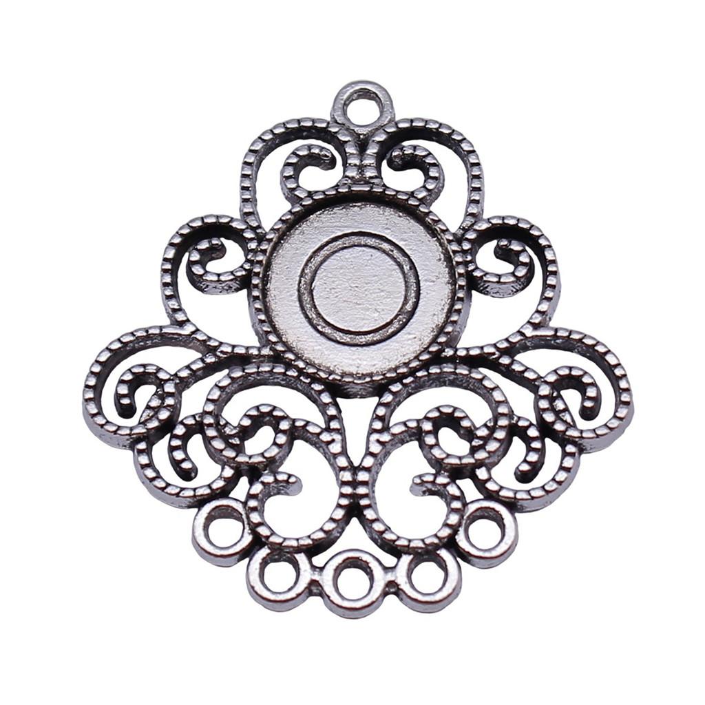 Floral Multi Loop Charm Vintage Filigree Findings Fit Flat Cabochon For Jewelry DIY
